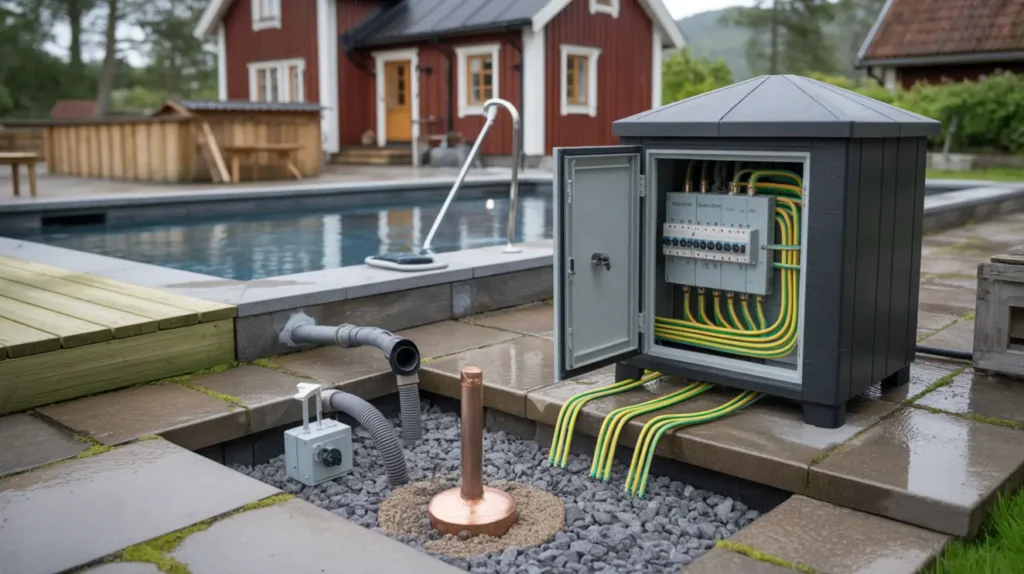 el till pool och spabad i villan regler jordfelsbrytare installation och kostnad